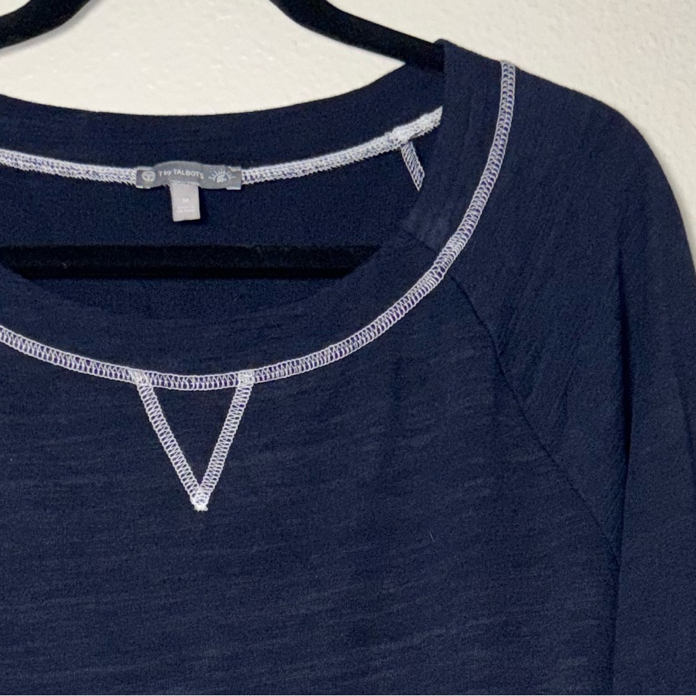 T by Talbot Slub Terry Sweatshirt navy blue woman's size medium UPF 50+ - Picture 8 of 16